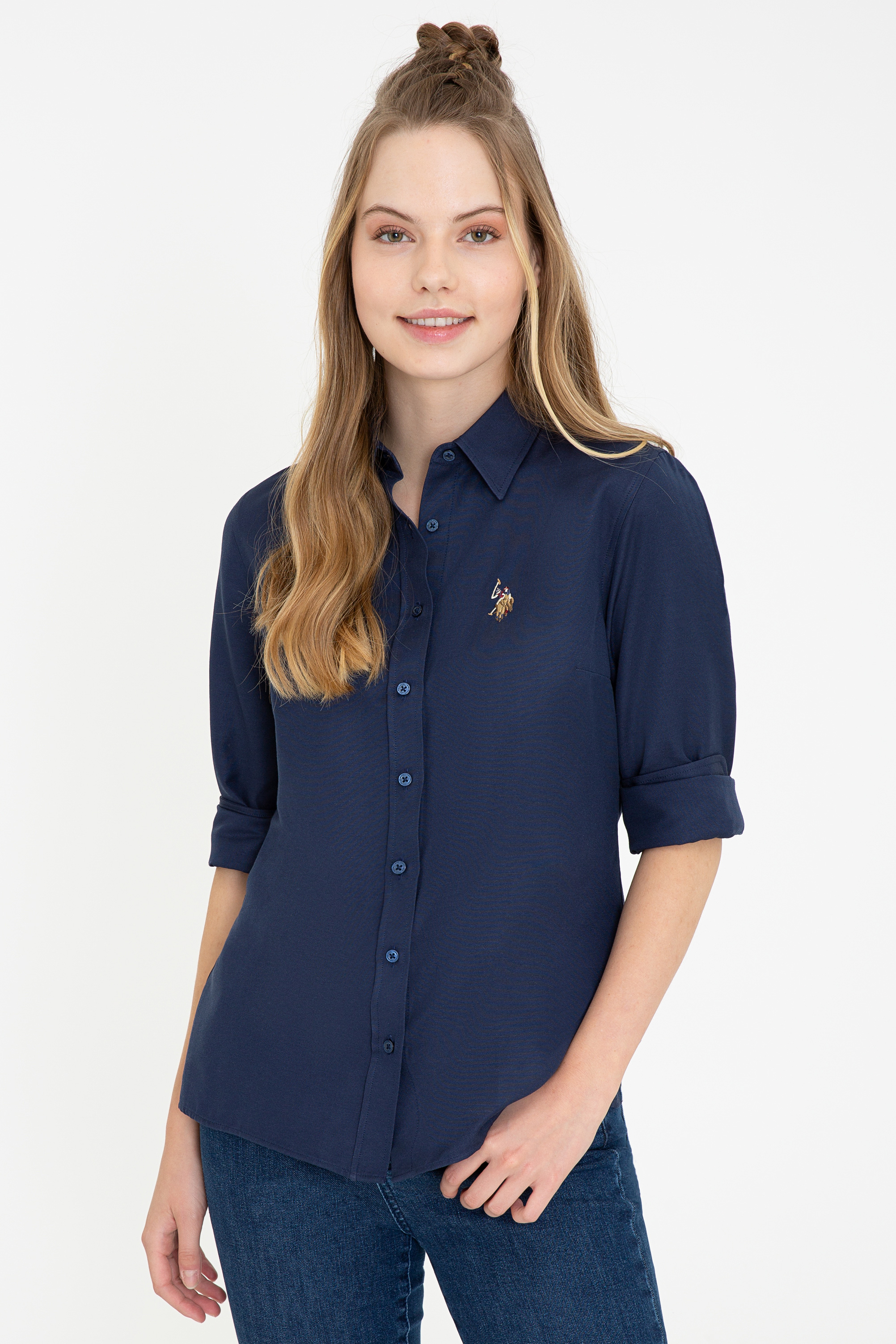 

Рубашка женская U.S. POLO Assn. G082GL0040WOXCOLOR021K синяя 32, G082GL0040WOXCOLOR021K