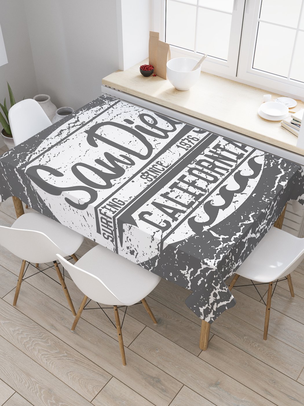 

Скатерть прямоугольная JoyArty "Сан-Диего ретро" из оксфорда, 120x145 см, Серый, Сан-Диего ретро
