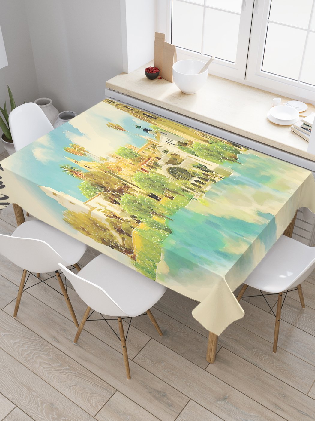 

Скатерть прямоугольная JoyArty "Панорама Сан-Диего" из оксфорда, 120x145 см, Зеленый, Панорама Сан-Диего