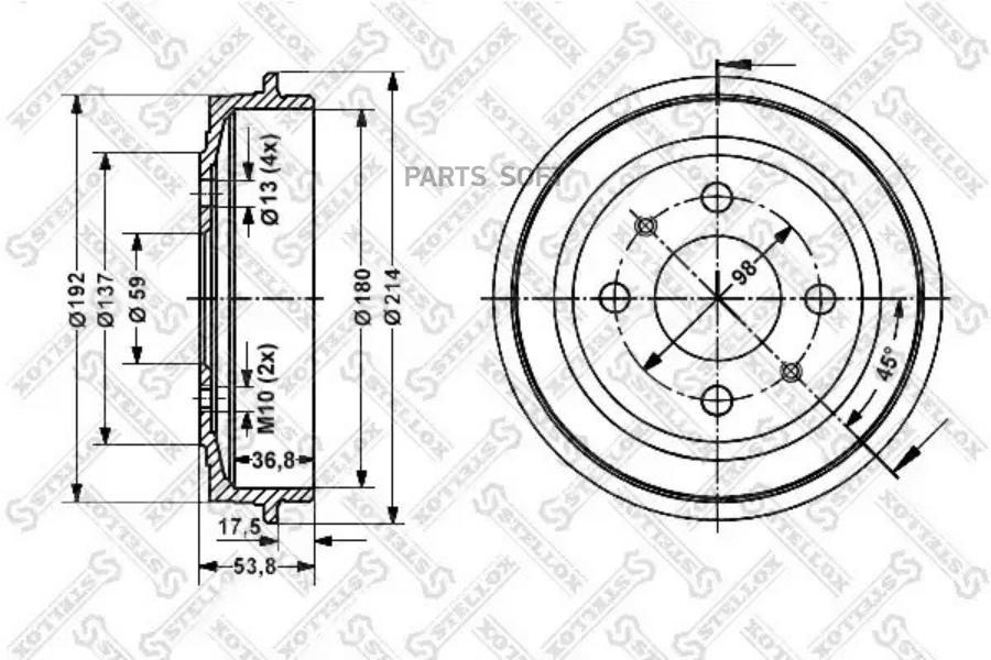 STELLOX Барабан тормозной STELLOX 60252309sx комплект 2 шт