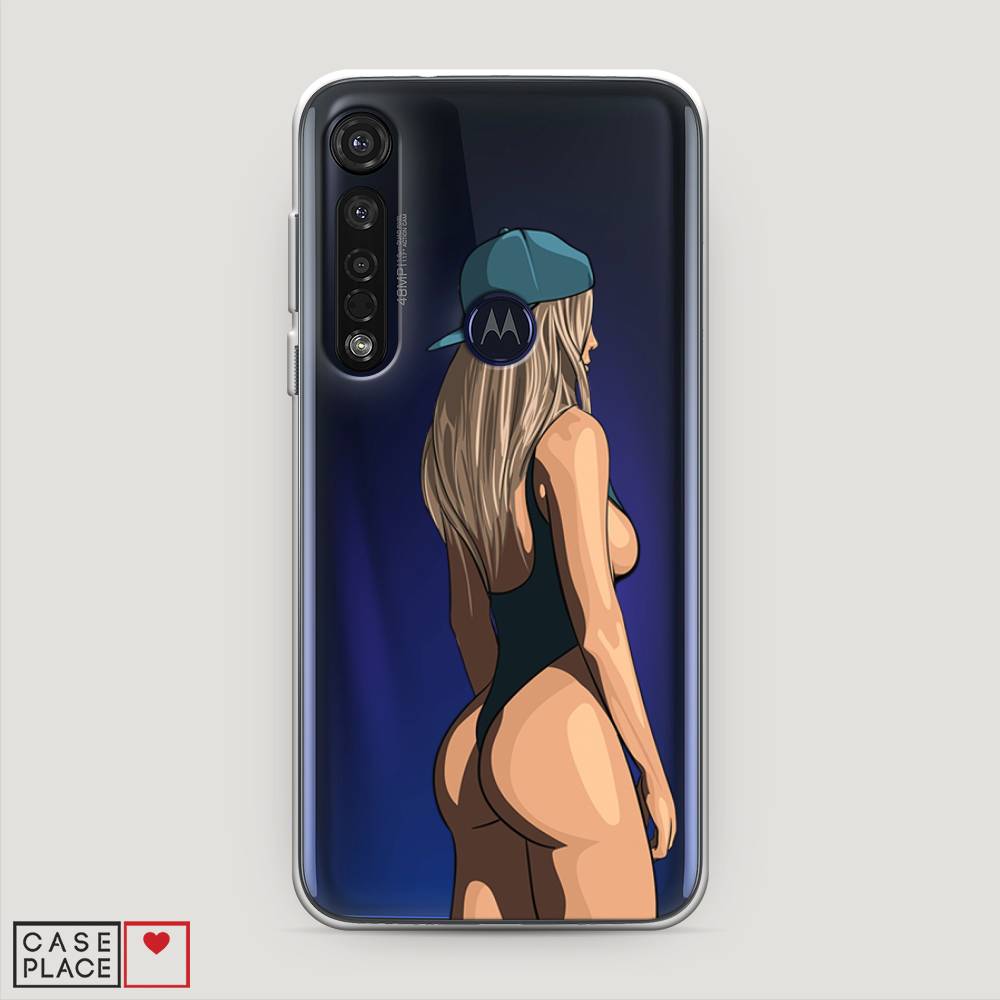 

Чехол на Motorola Moto G8 Plus "Девушка в черном купальнике", Зеленый;бежевый;черный, 241450-6