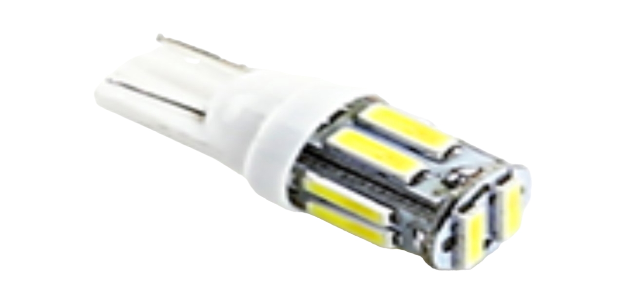 

Лампа светодиод Т10 (12-5 габариты б/цок.) W5W 12V белая 10SMD 'YADA'