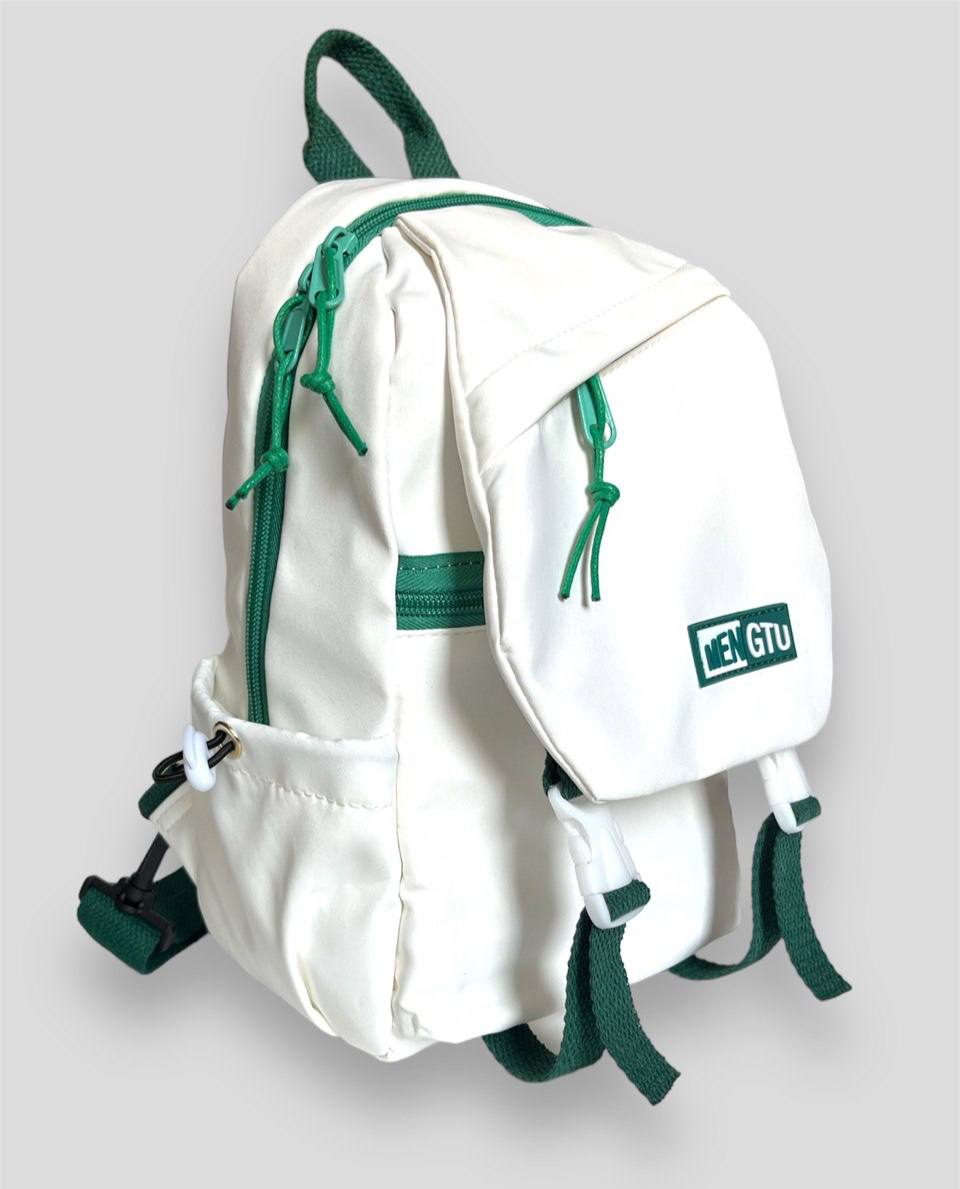Сумка-рюкзак женская 9215-txt белая/зеленая, 30х19х12 см