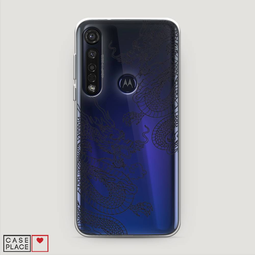 

Чехол для Motorola Moto G8 Plus "Два китайских дракона", Серый;черный, 241450-1