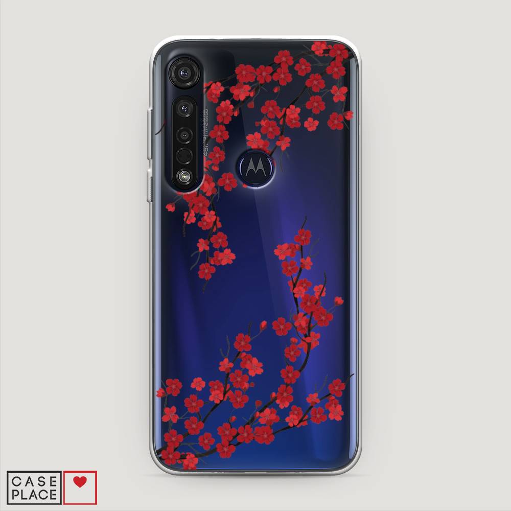 

Чехол для Motorola Moto G8 Plus "Красная сакура", Красный;черный, 241450-2
