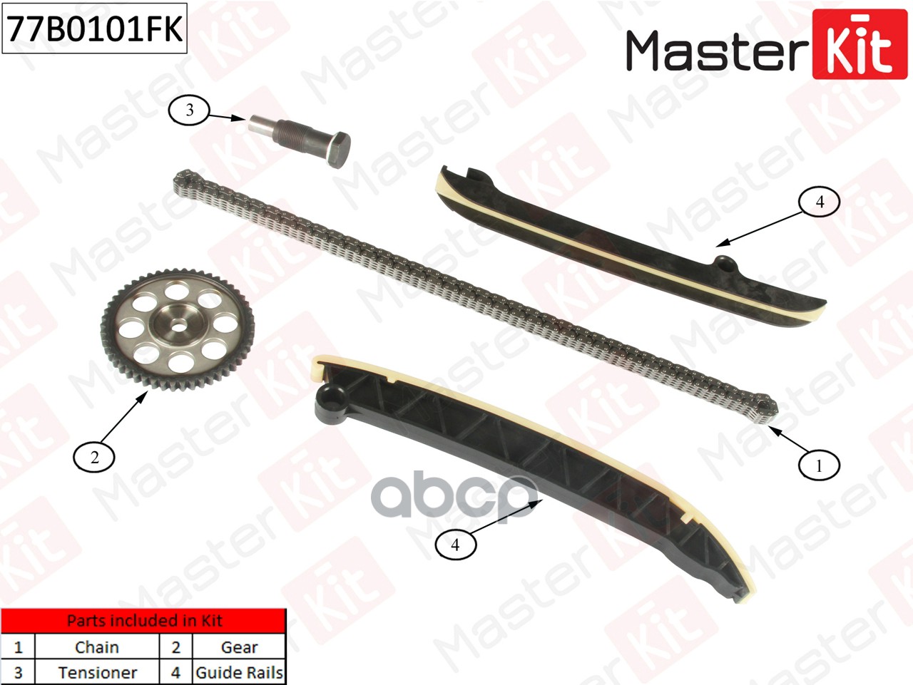 

Комплект Цепи Грм Volkswagen Beetle/Caddy/Golf/Golf Plus/Polo/Touran Masterkit 77b0101fk M