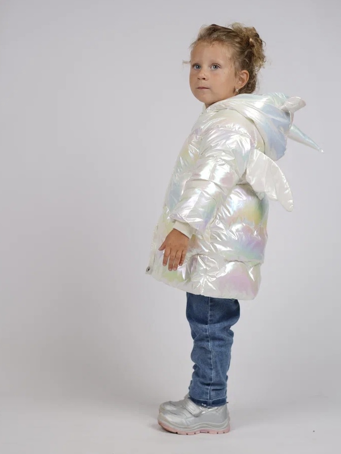 Куртка детская SUNDOO единорог, белый перламутр, 110