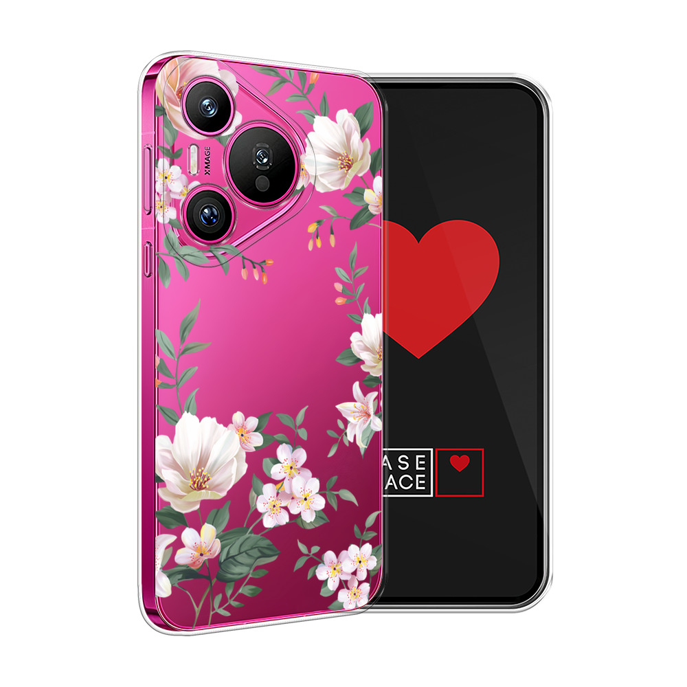 

Силиконовый чехол "Beautiful white flowers" на Huawei Pura 70, Прозрачный, 6124050-1