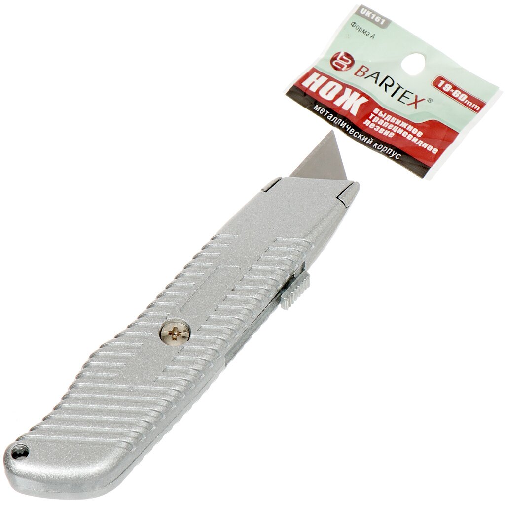 Нож строительный 150 мм металл выдвижное трапециевидное лезвие 19 х 60 мм Bartex UK-161