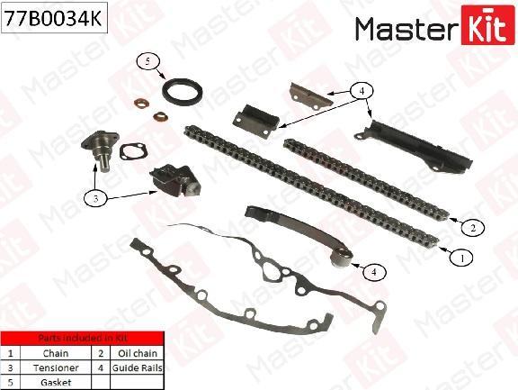 

Комплект Цепи Грм Nissan Almera 1.6i Ga14de/Ga16de 95-00 (Без Звездочек) MasterKit арт. 77