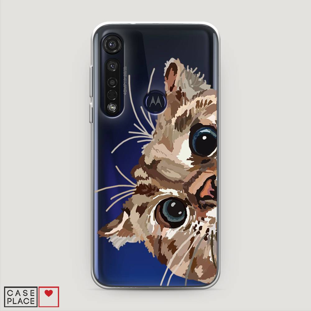 

Чехол для Motorola Moto G8 Plus "Любопытный кот", Коричневый;синий;черный, 241450-1
