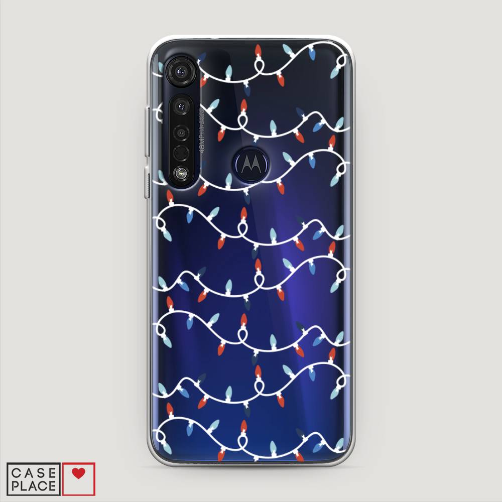 

Чехол для Motorola Moto G8 Plus "Разноцветная гирлянда", Белый;красный;синий, 241450-5