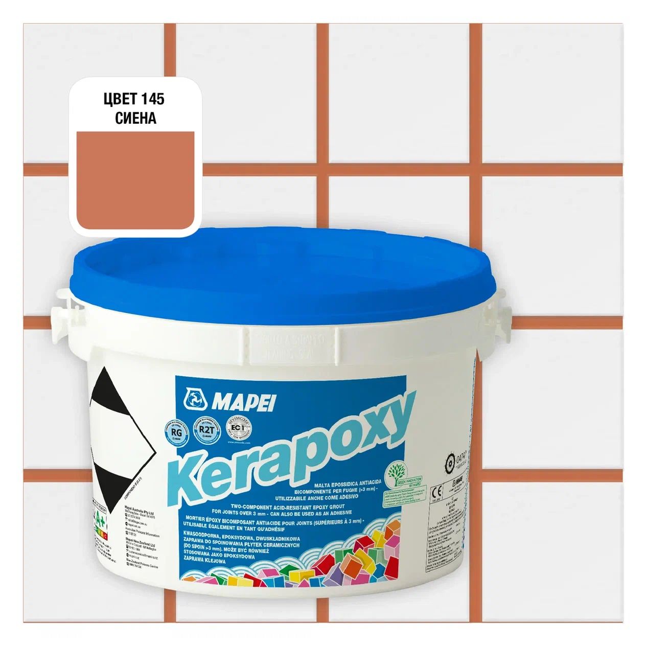 Затирка Mapei Kerapoxy 145 Охра, 2кг затирка эпоксидная kiilto epoxy tile grout 339 светло серая 2 кг