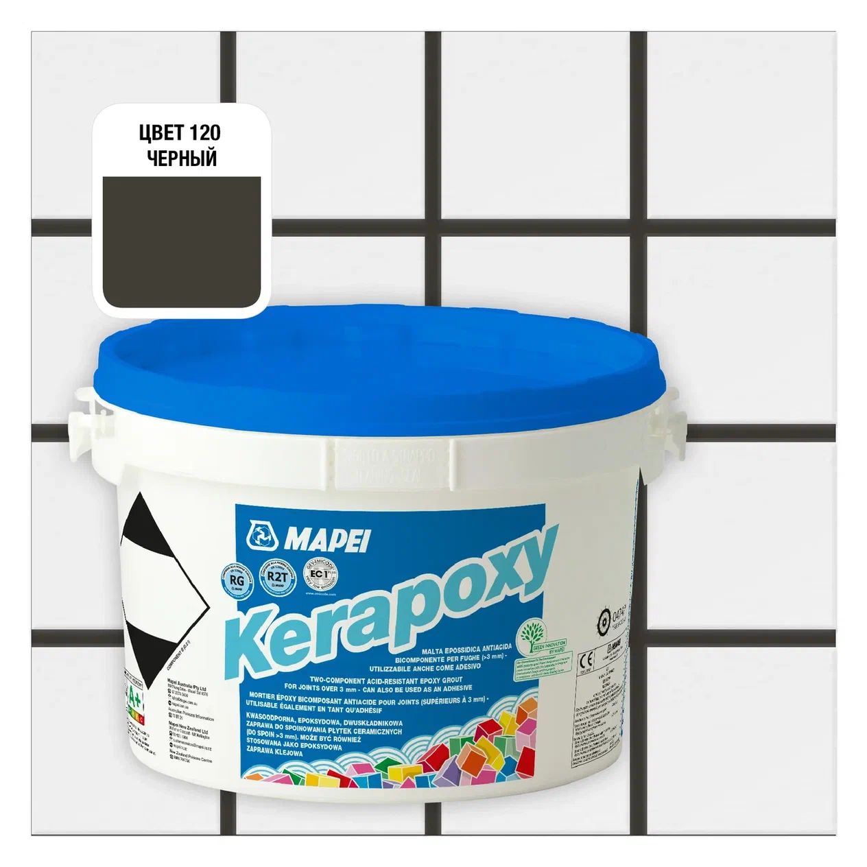 Затирка Mapei Kerapoxy 120 Черный, 2кг губка rubi epoxi superpro 170х100х45 мм для удаления эпоксидной затирки