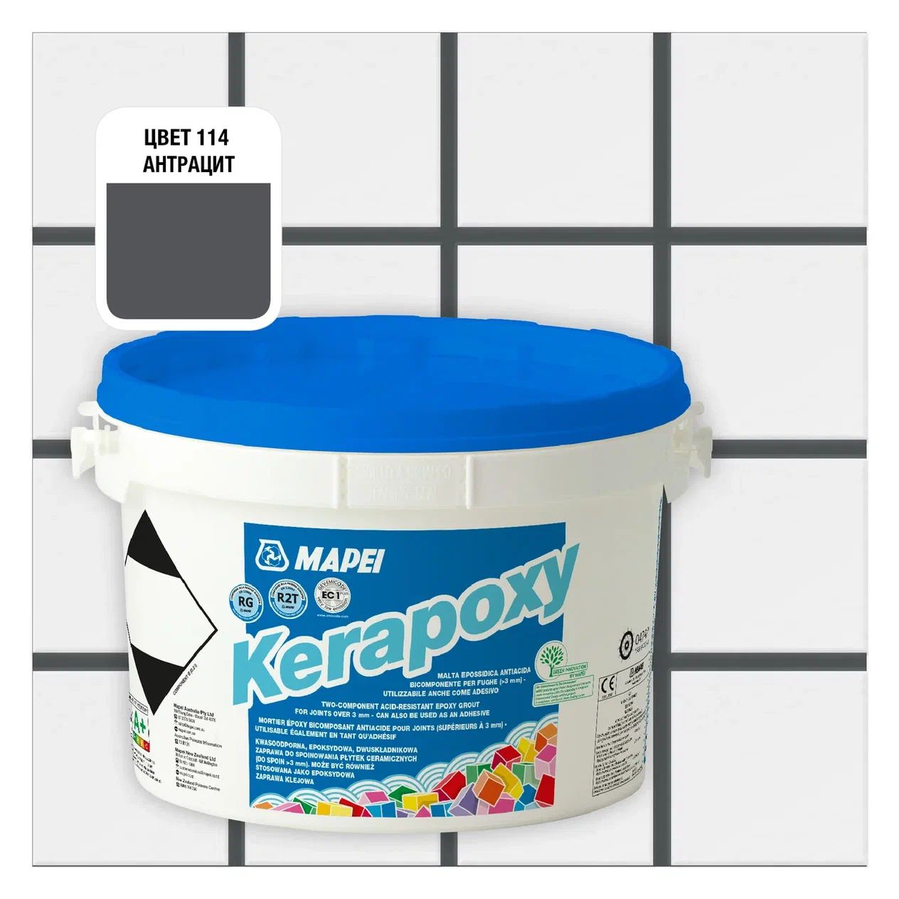 Затирка Mapei Kerapoxy 114 Антрацит 2кг затирка эпоксидная mapei kerapoxy cq 114 антрацит 3 кг