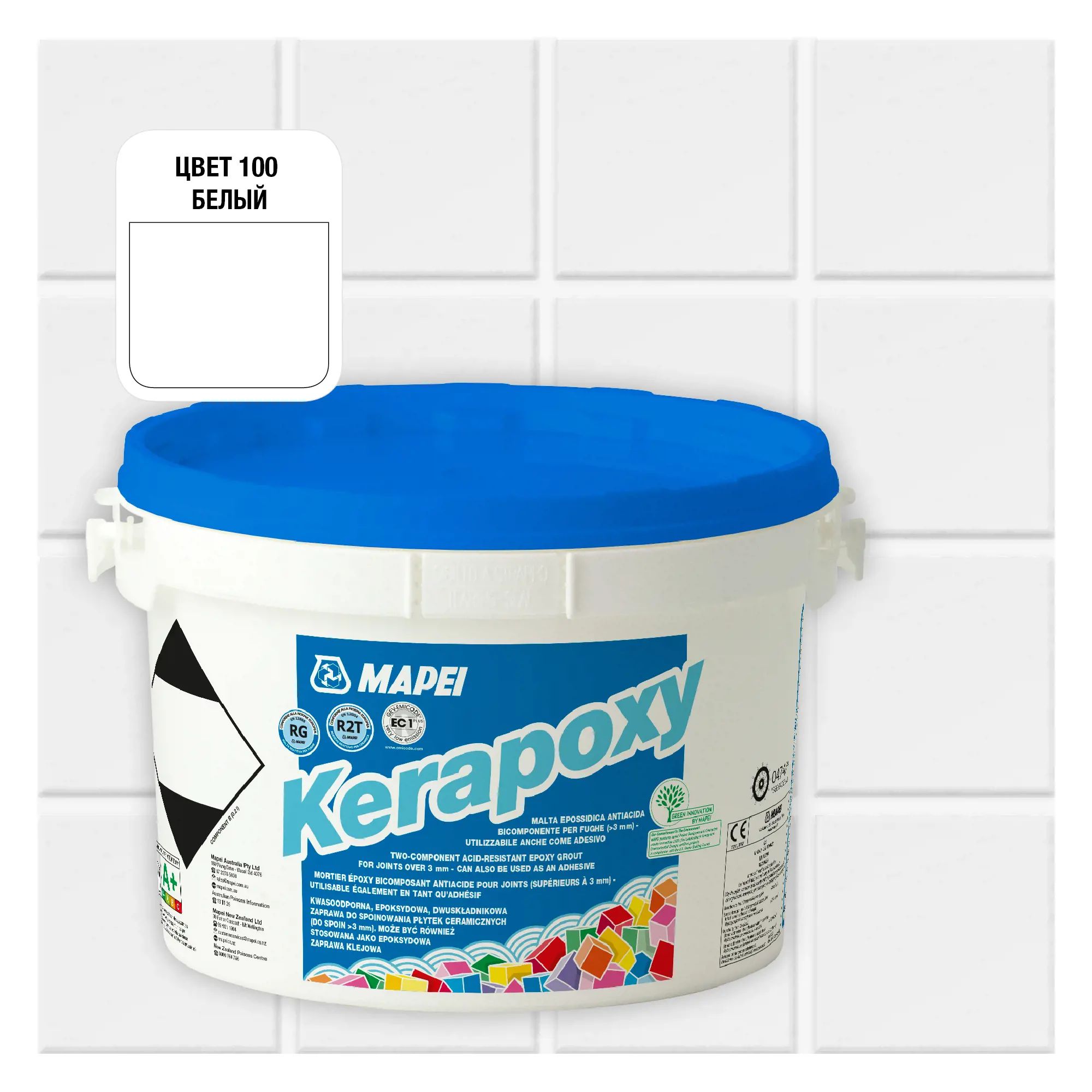 Затирка Mapei Kerapoxy 100 Белый, 2кг затирка для швов mapei ultracolor plus 259 с водоотталкивающим и антигрибковым эффектом орех 2кг 6667
