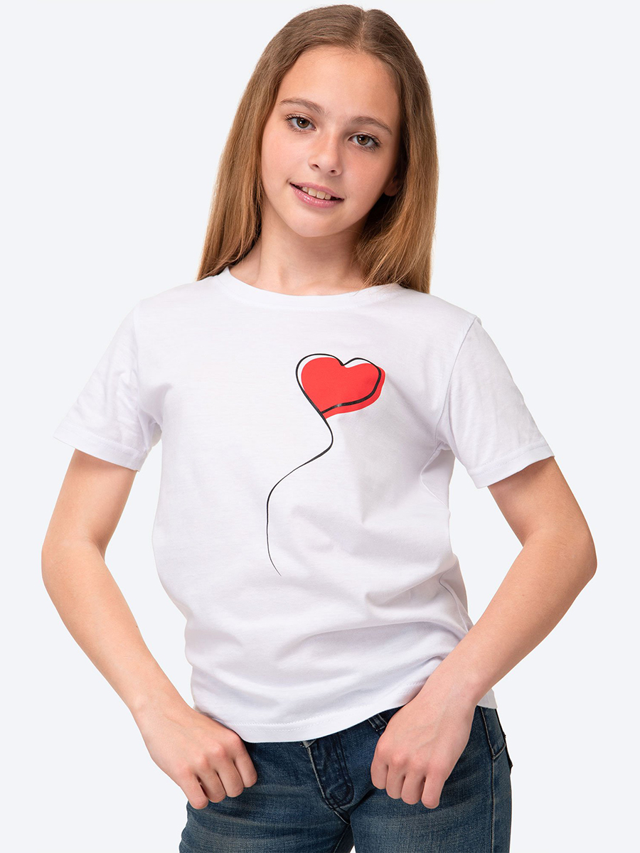 

Футболка детская HappyFox HF66031D, шарик.сердечко.белый, 140, HF66031D