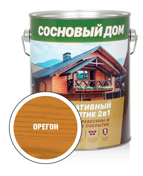 Декоративно-защитный состав для древесины СОСНОВЫЙ ДОМ орегон 27л 998₽