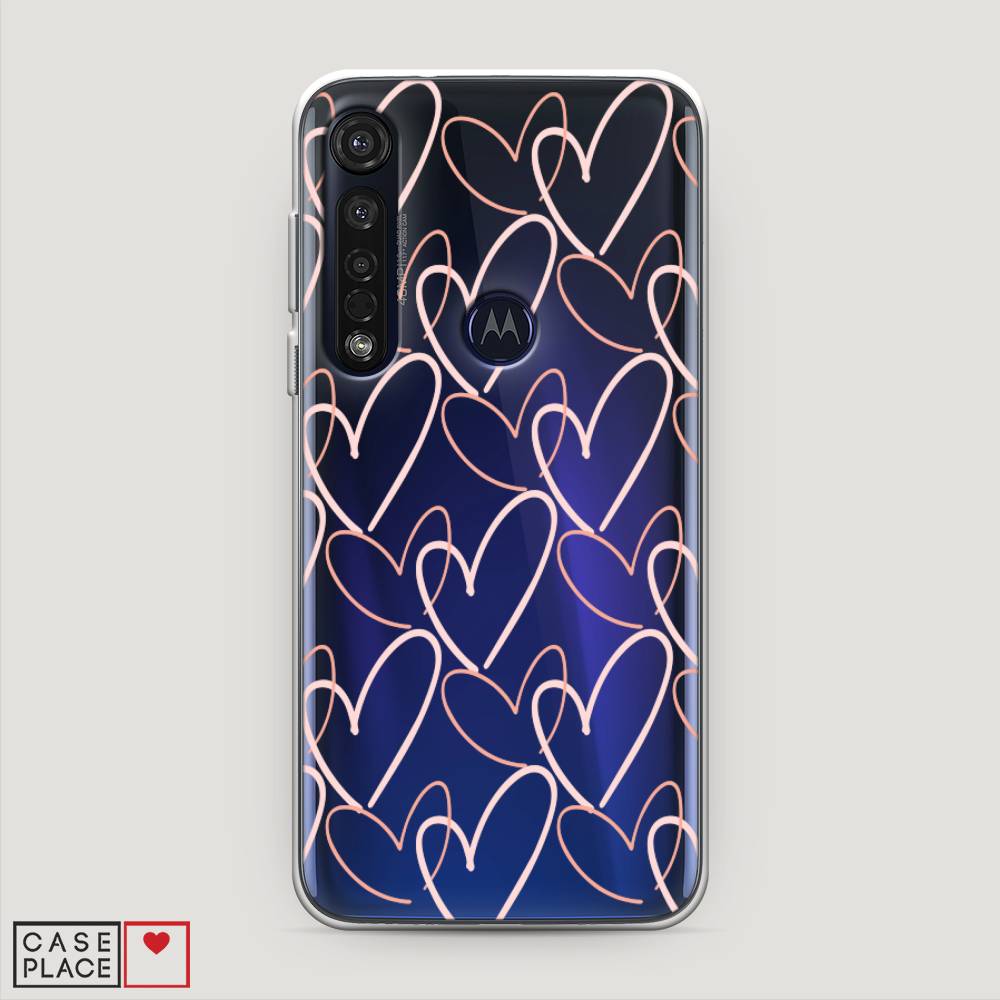 

Чехол на Motorola Moto G8 Plus "Узор из сердечек", Розовый;бежевый, 241450-6