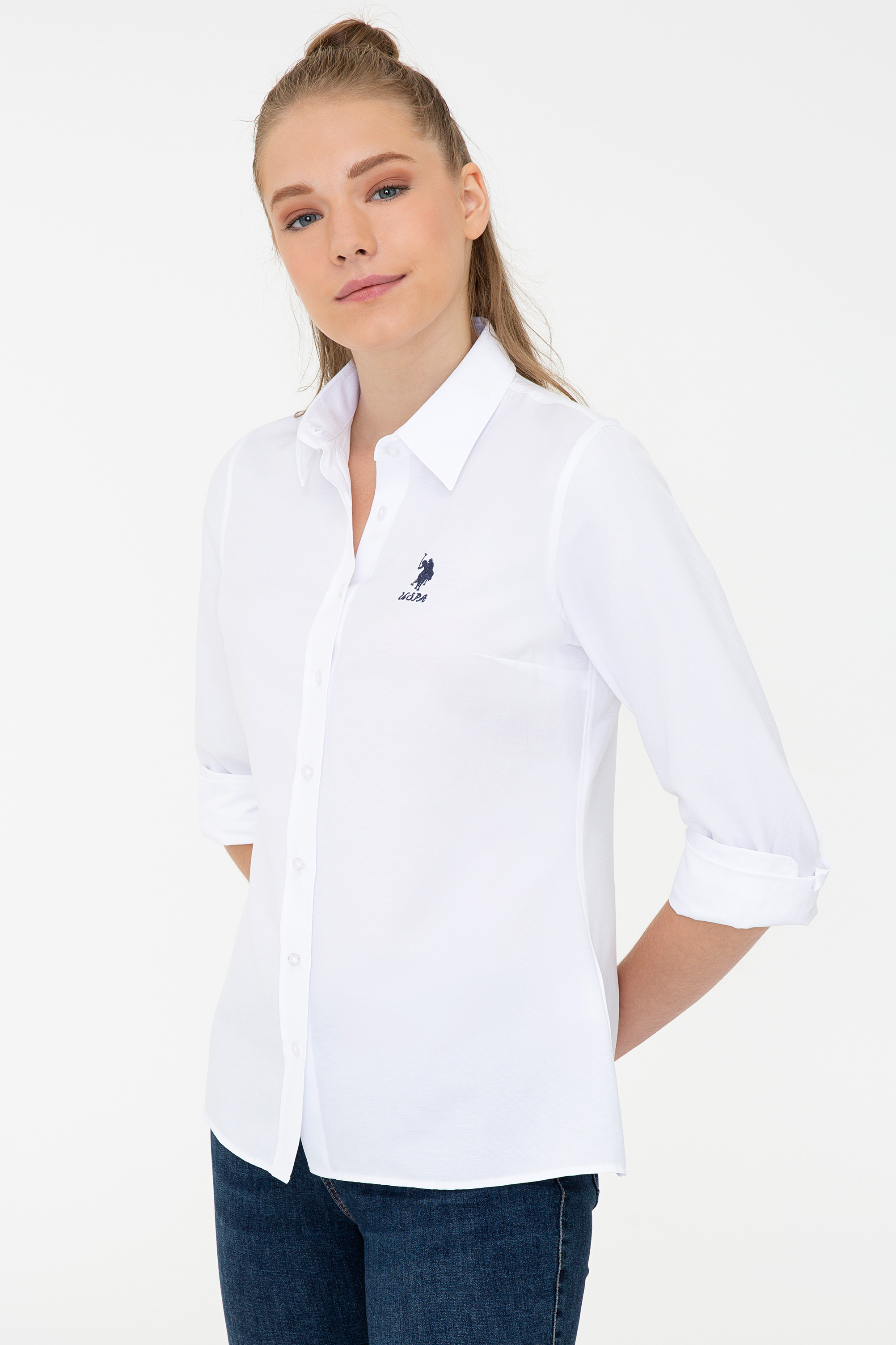 

Рубашка женская U.S. POLO Assn. G082GL0040WOX021K белая 42