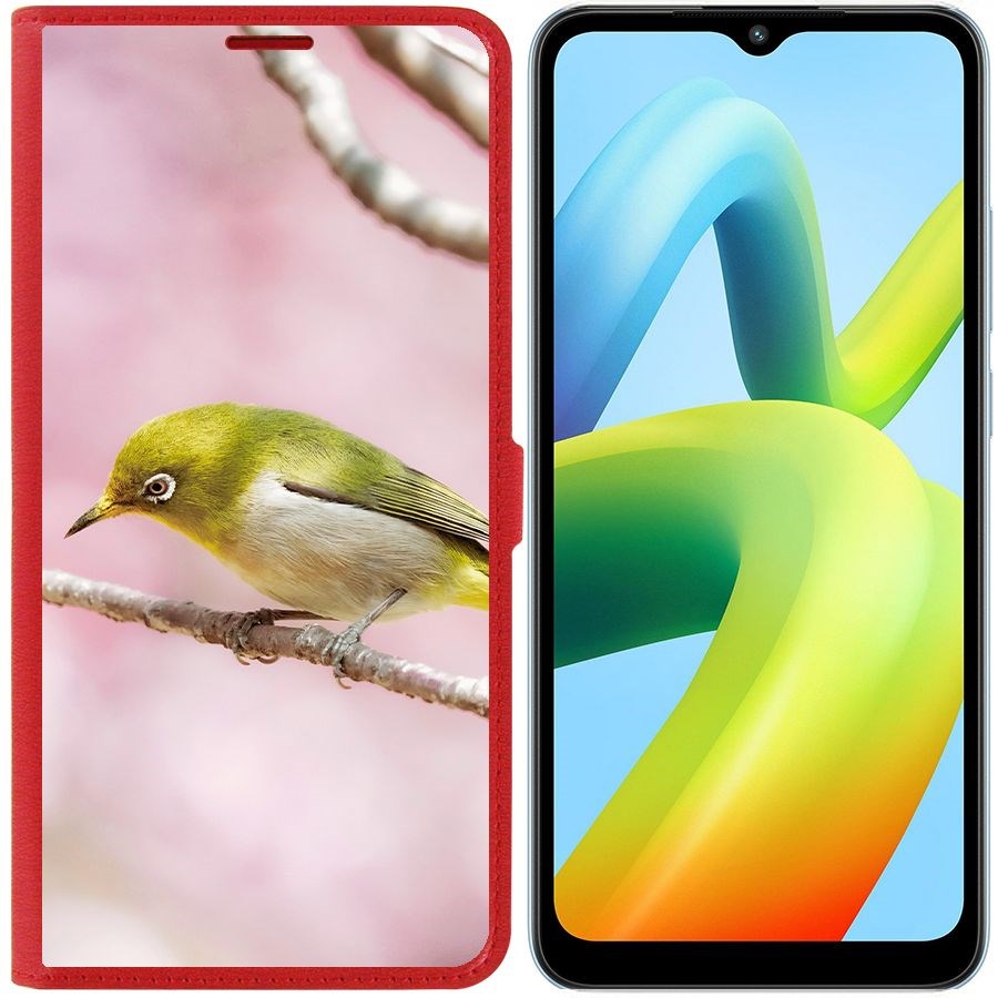 

Чехол-книжка Eco Book для Xiaomi Redmi A1+ Японская белоглазка, Красный