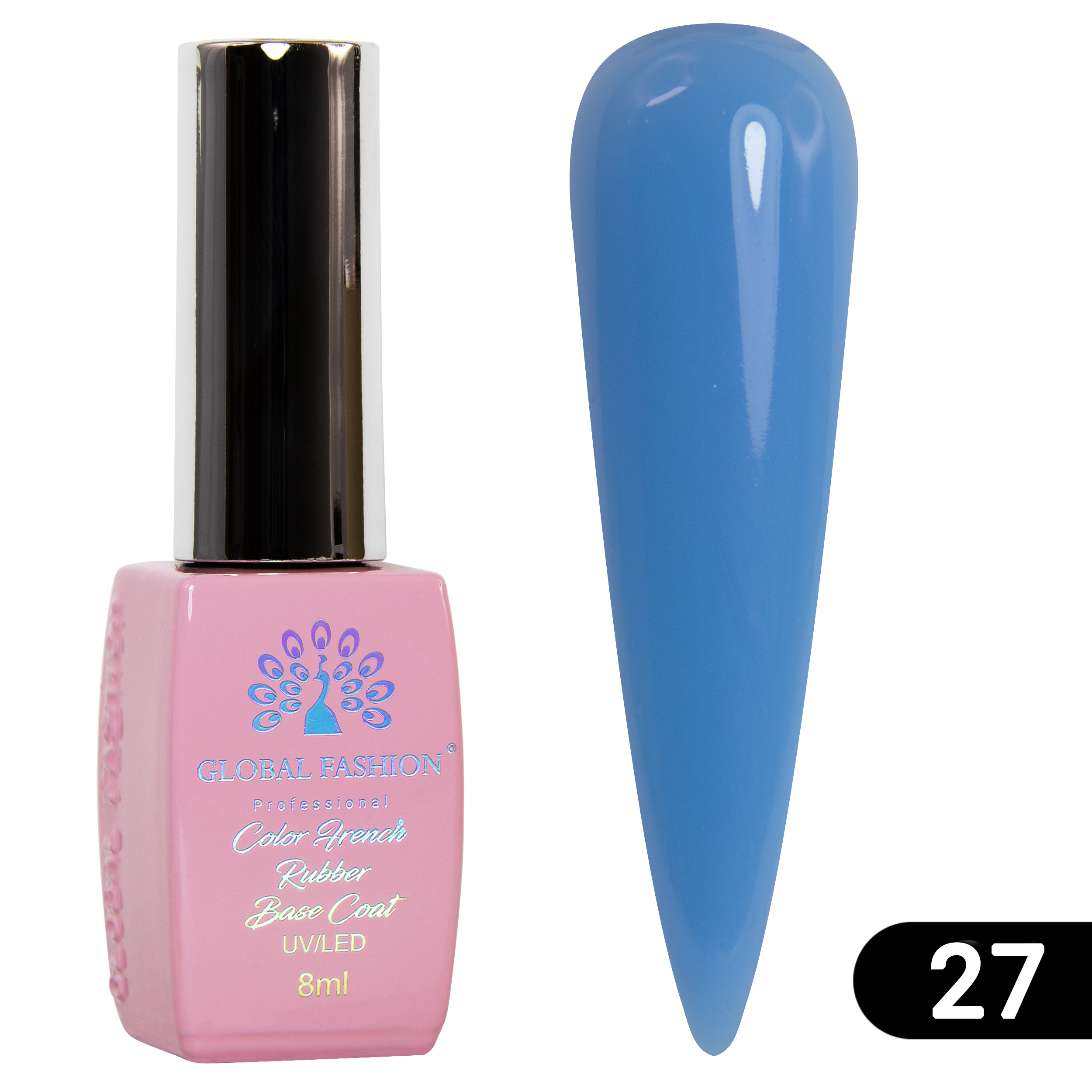 Цветная френч база для гель лака Global Fashion, Color French Base Coat 8 мл, 27 french bouquet