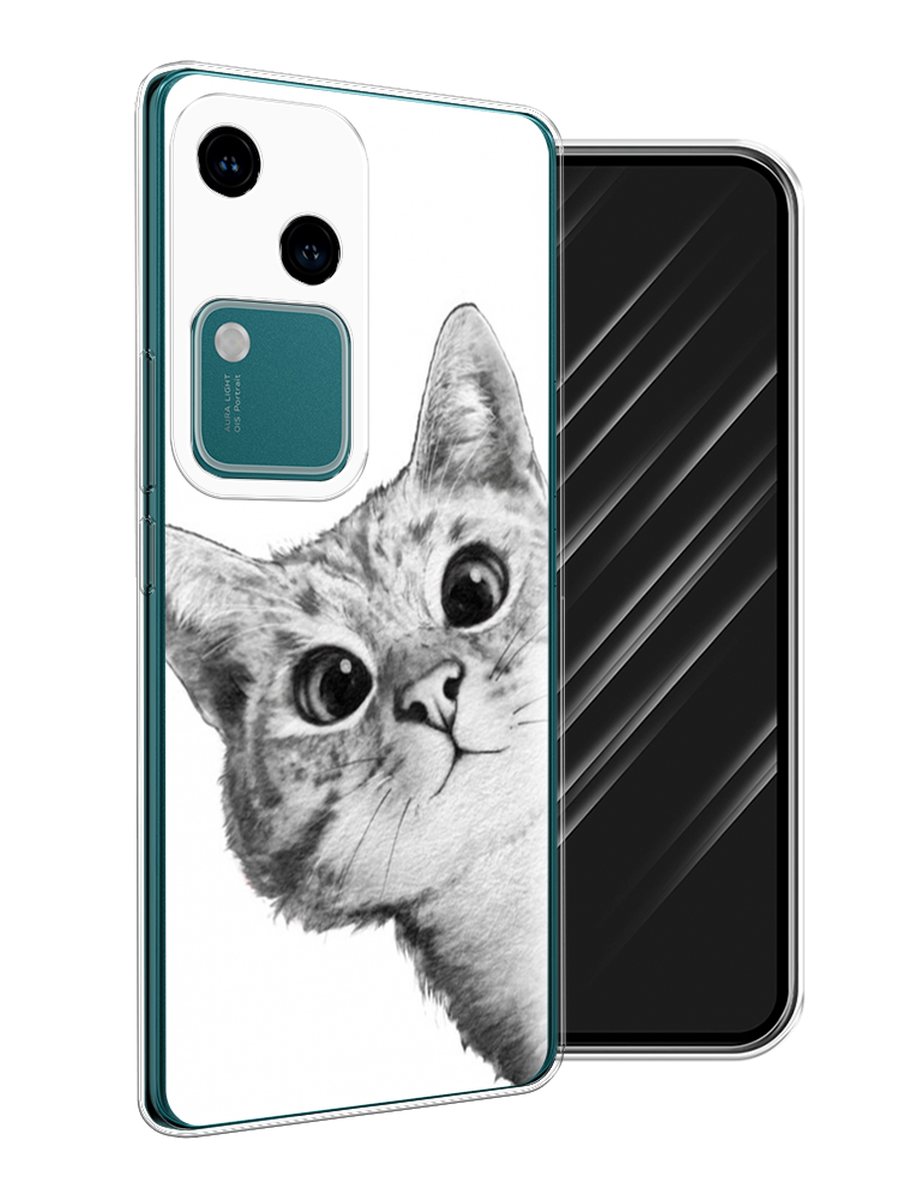 

Чехол Awog на Vivo V30/S18 "Кот рисунок черно-белый", Черный, 2610150-1