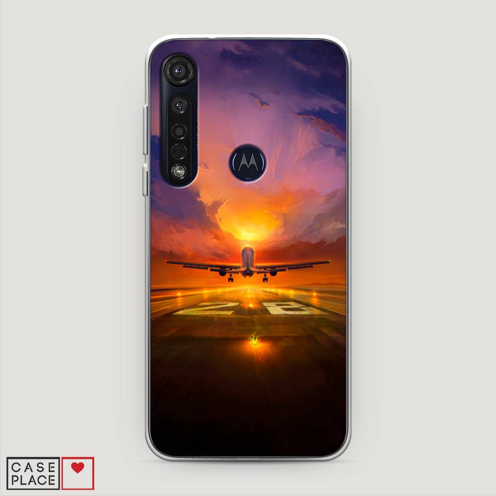 

Чехол на Motorola Moto G8 Plus "Самолет на посадке", Оранжевый;синий, 241450-6