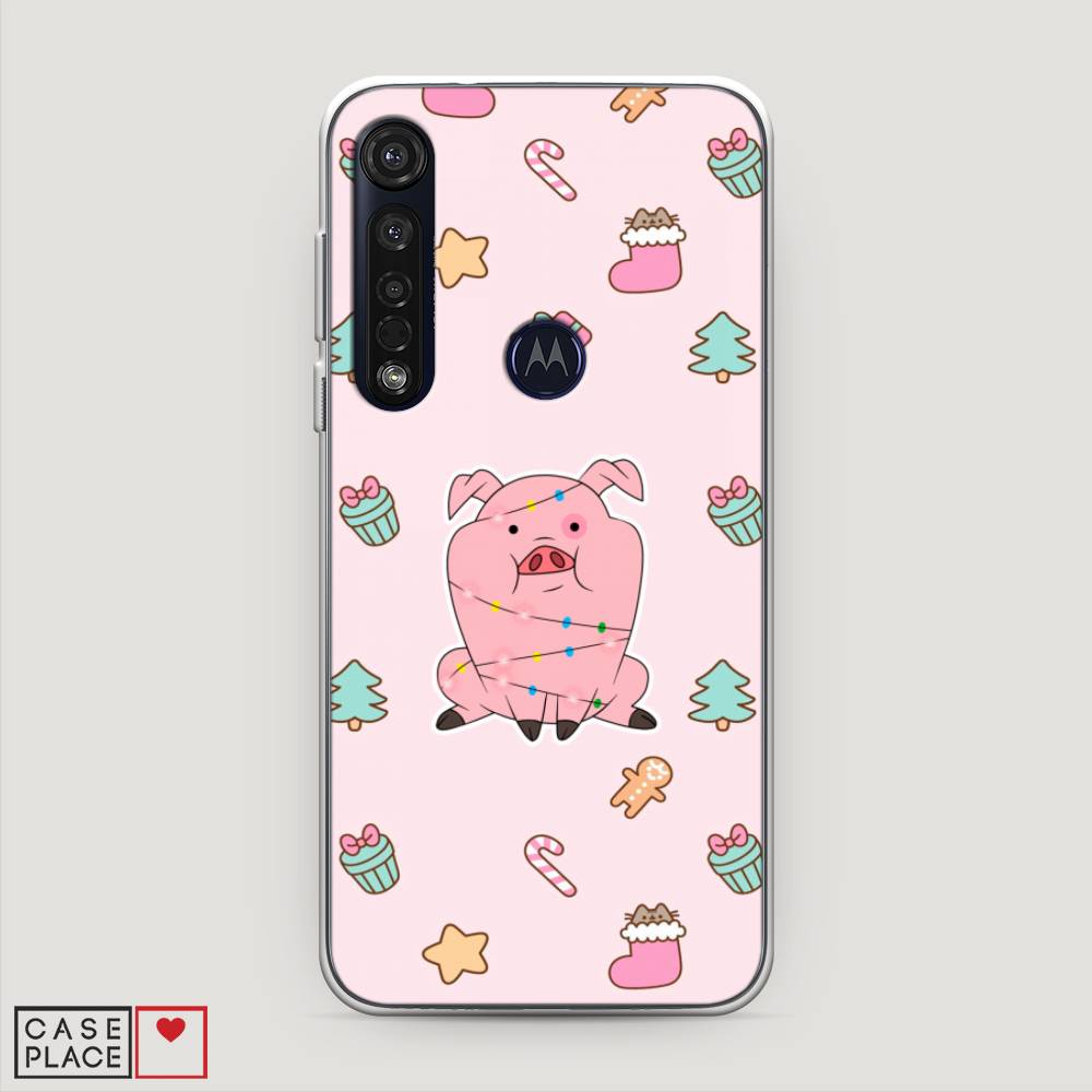 

Чехол на Motorola Moto G8 Plus "Розовая свинка", Розовый;зеленый, 241450-5