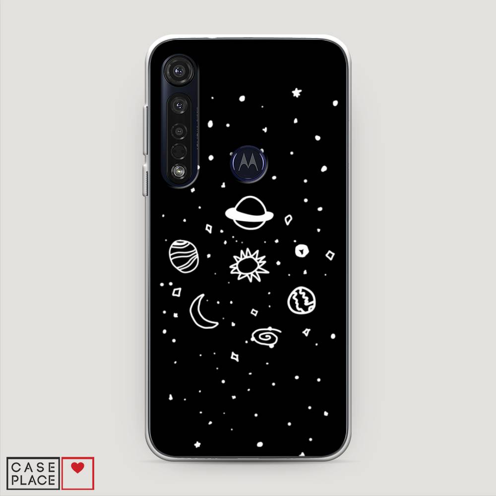 

Чехол на Motorola Moto G8 Plus "Дудл солнечной системы", Бежевый;серый, 241450-2