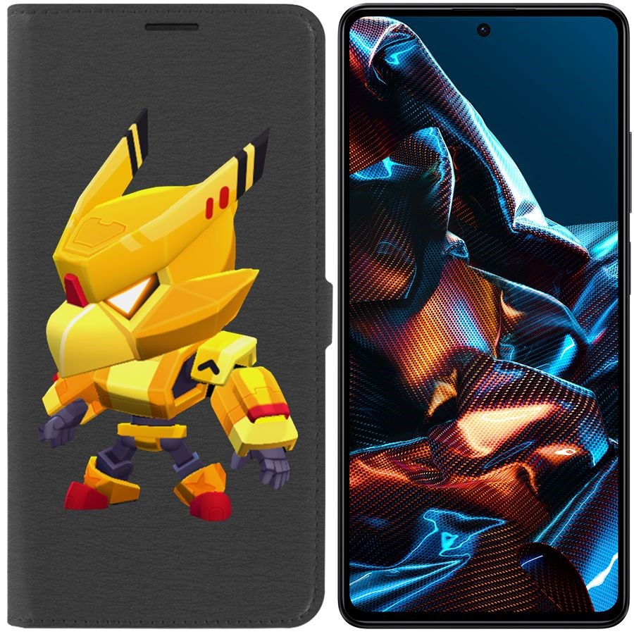 

Чехол-книжка Eco Book для Poco X5 Pro Brawl Stars-Ворон Золотой Меха