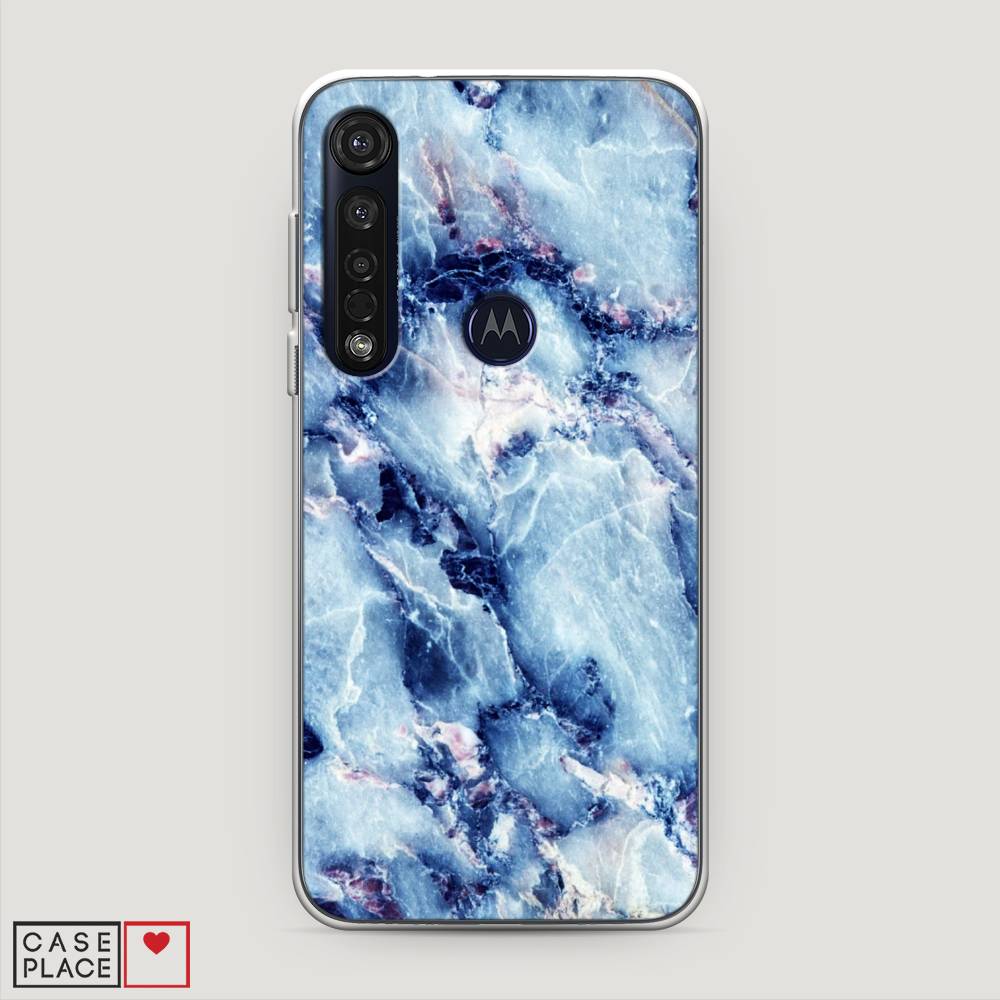 

Чехол на Motorola Moto G8 Plus "Мрамор с синими прожилками", Синий, 241450-3