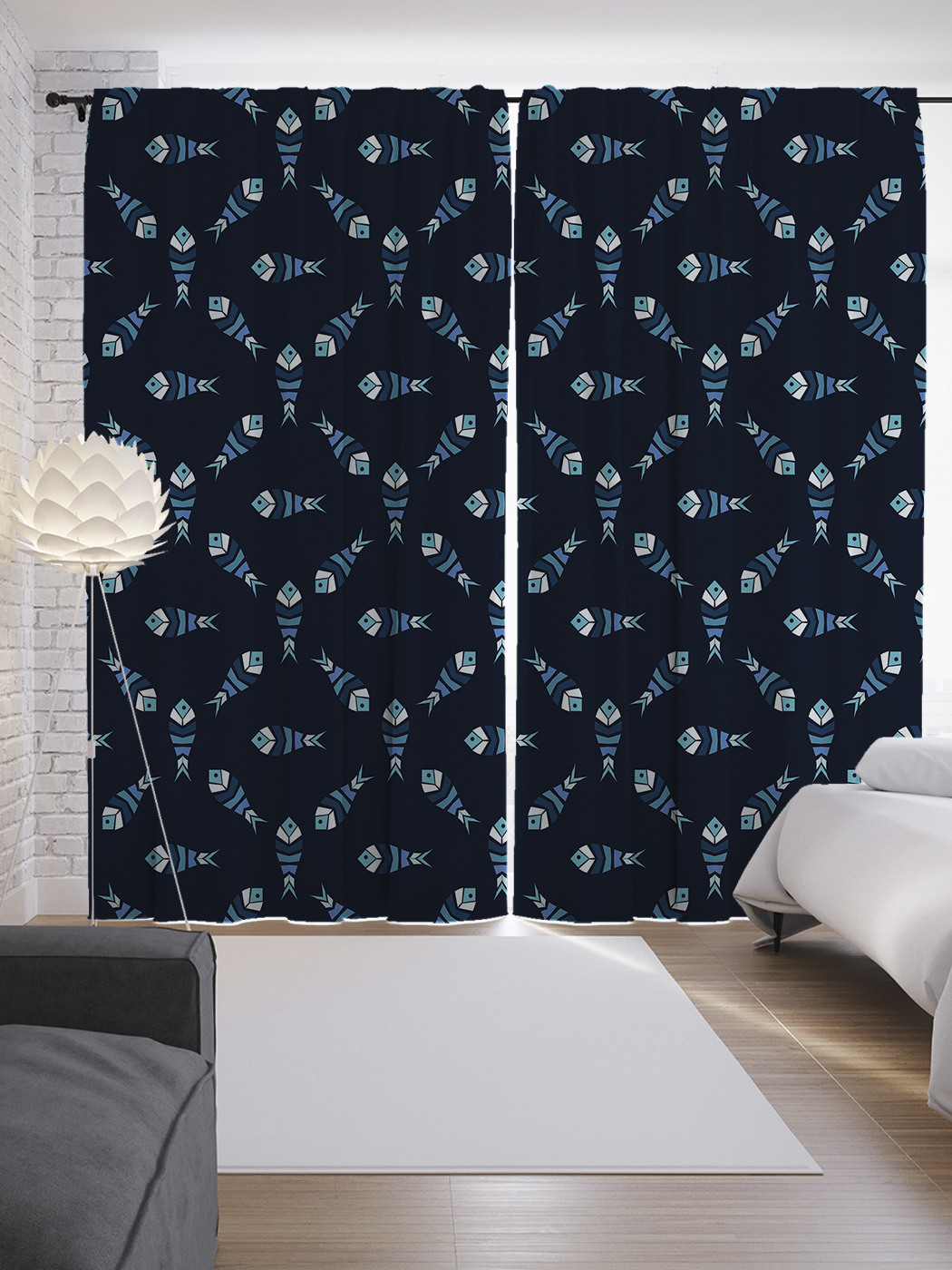 

Шторы JoyArty с фотопечатью "Полосатые рыбы" из сатена, 290х265 см, Полосатые рыбы