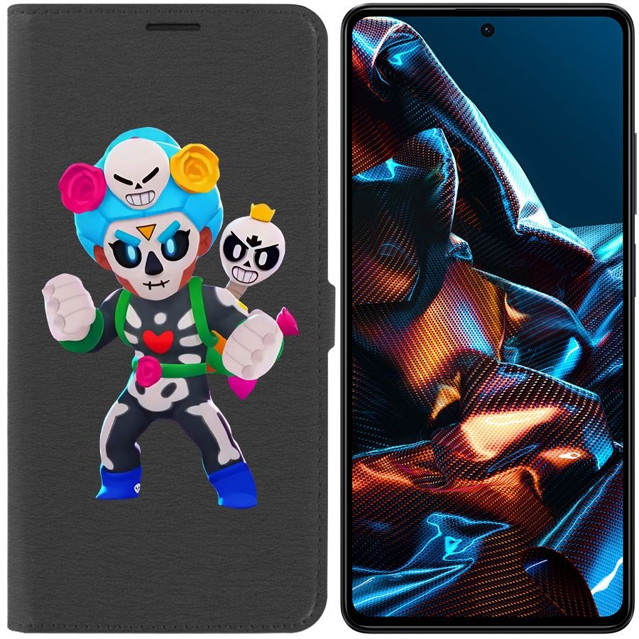 

Чехол-книжка Eco Book для Poco X5 Pro Brawl Stars-Хэллоуинская Роза