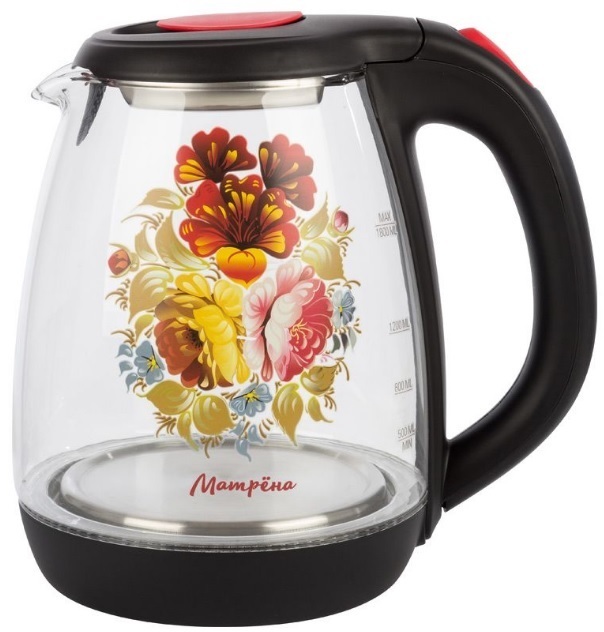 Чайник электрический Матрёна MA-008 1.8 л черный, прозрачный чайник матрёна ma 006 005415 вишневый