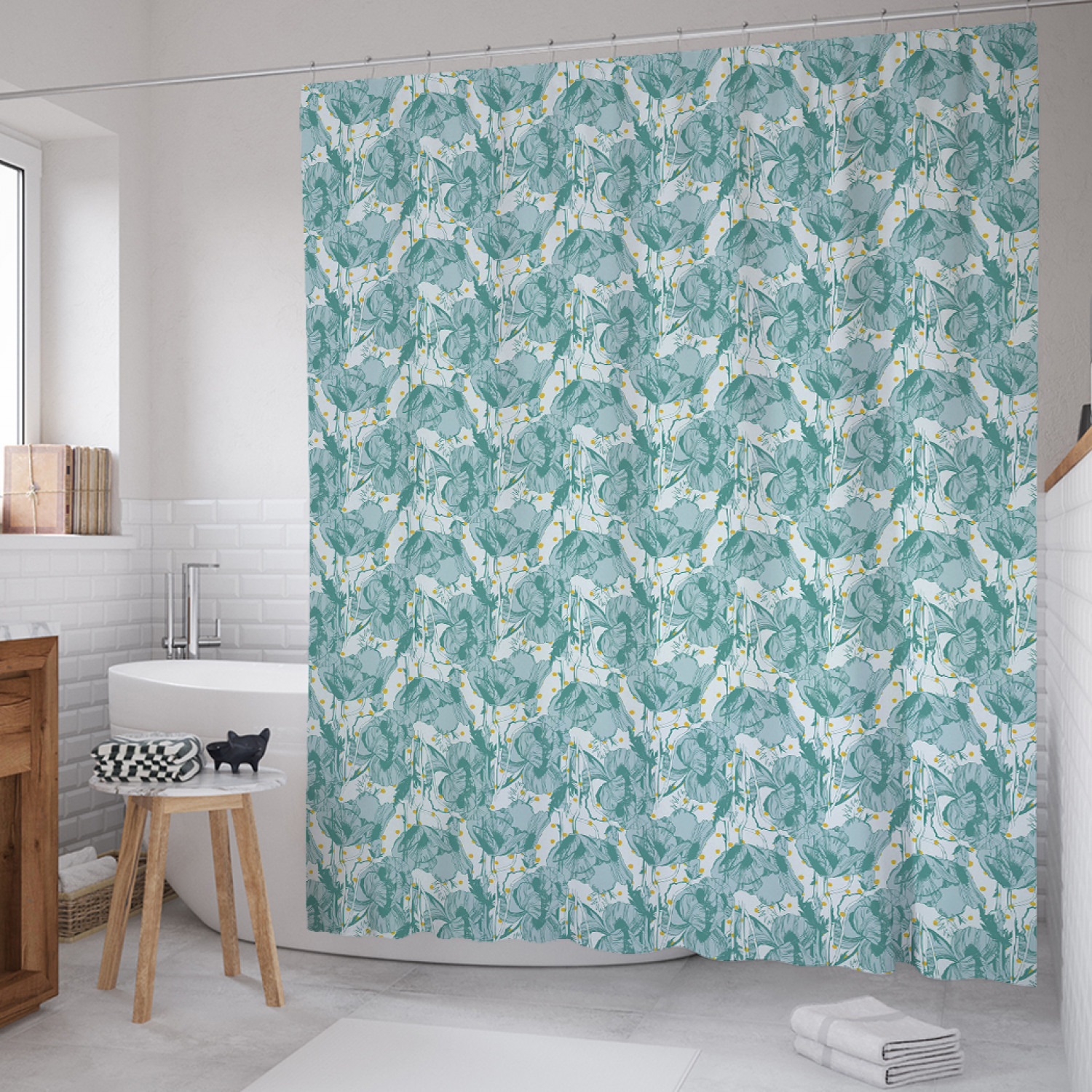 

Штора для ванной JoyArty "Монотонные маки" из сатена, 180х200 см с крючками, Зеленый, Монотонные маки