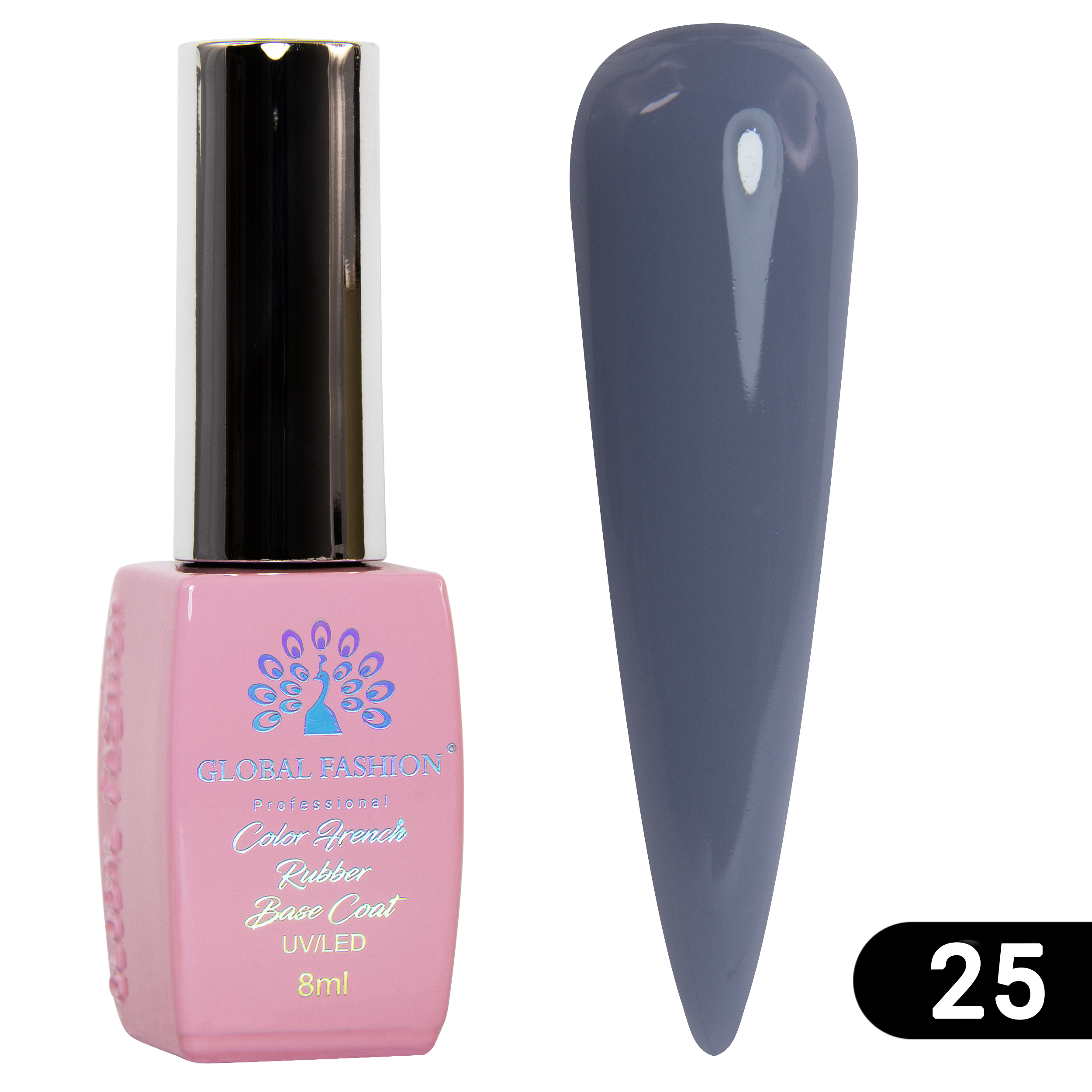 Цветная френч база для гель лака Global Fashion, Color French Base Coat 8 мл, 25 акварель для fashion дизайна от образа и фигуры до фактуры тканей