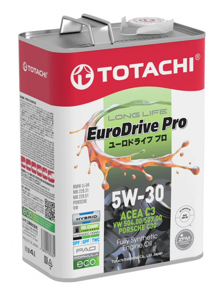 

Моторное масло TOTACHI синтетическое 5W30 EURODRIVE PRO LL SN C3 4л