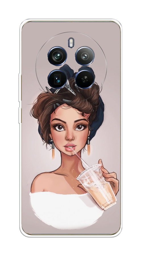 

Чехол на Realme 12+ "Девушка с фраппе", Серый, 2516350-1