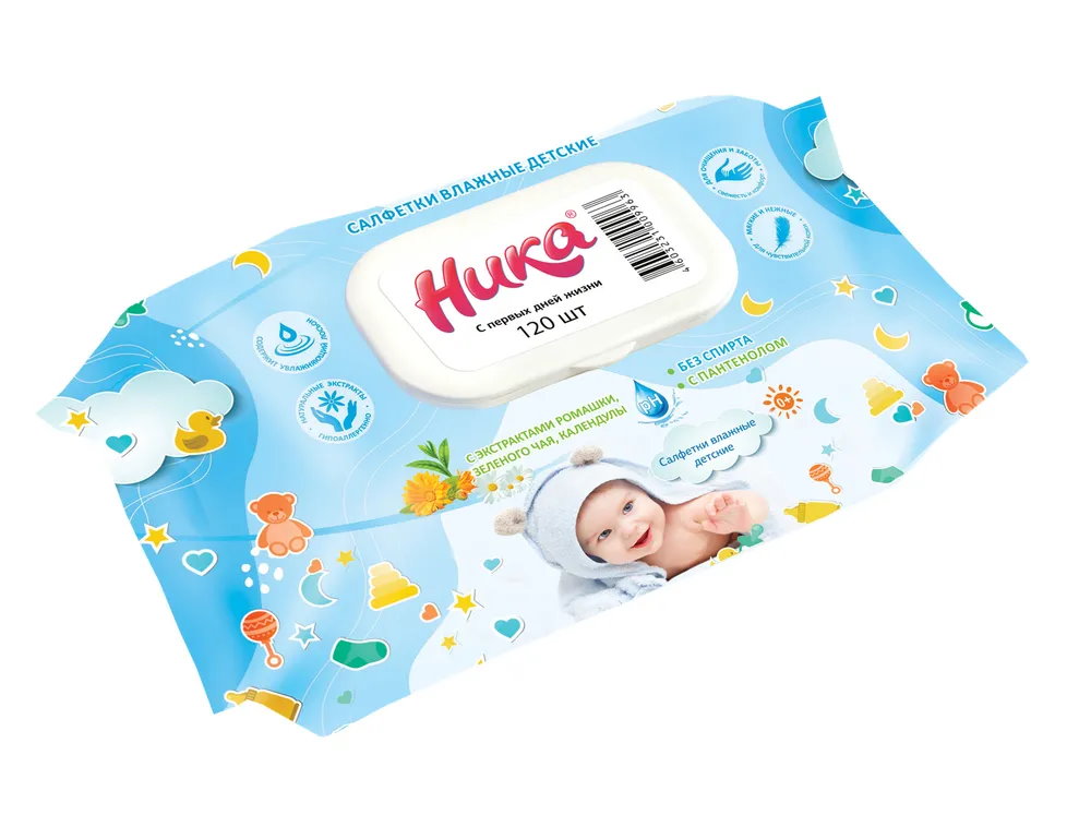 

Салфетки влажные детские НИКА С первых дней жизни flow-pack 120 шт./упак.