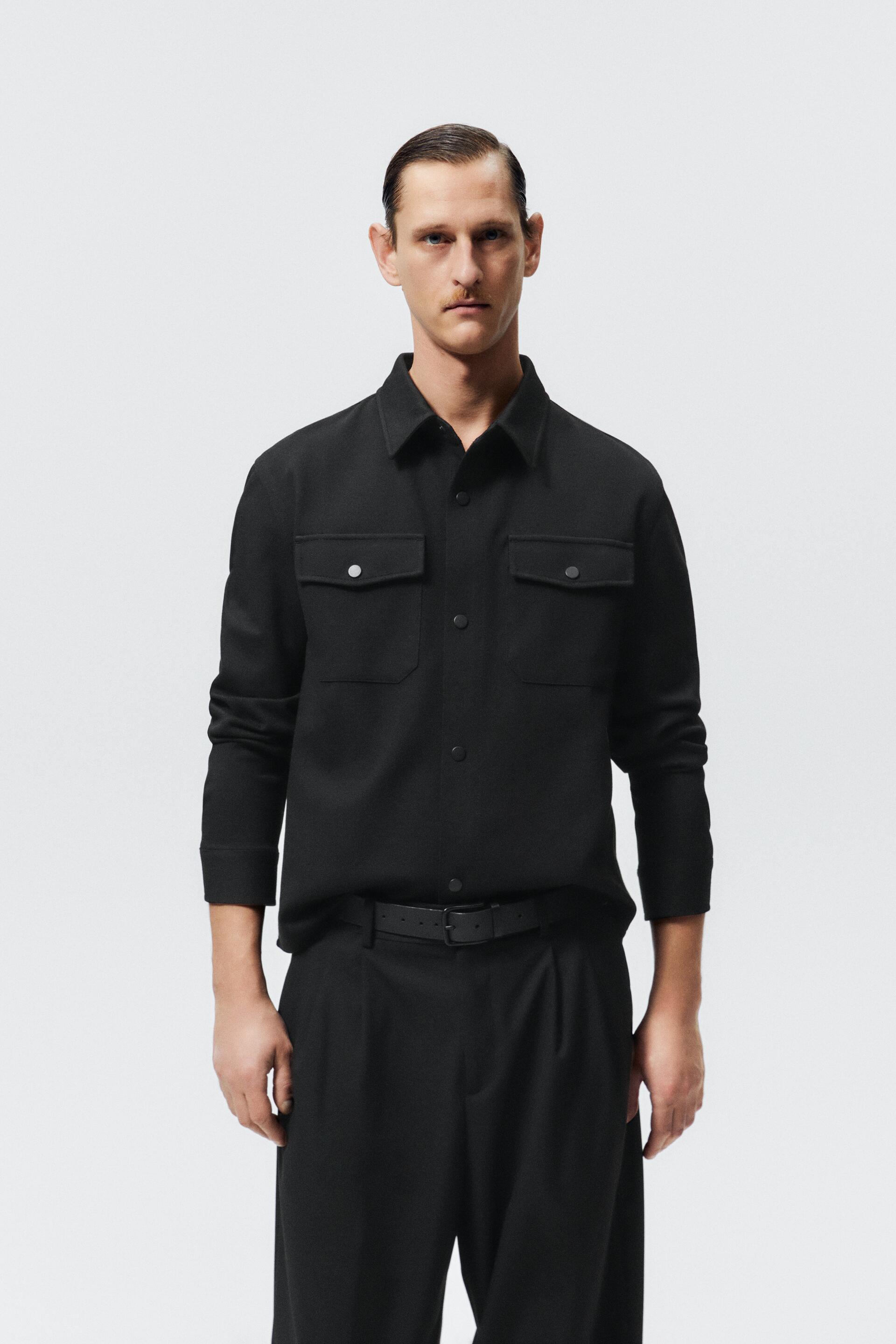 Рубашка мужская ZARA 07484828 черная M (доставка из-за рубежа)