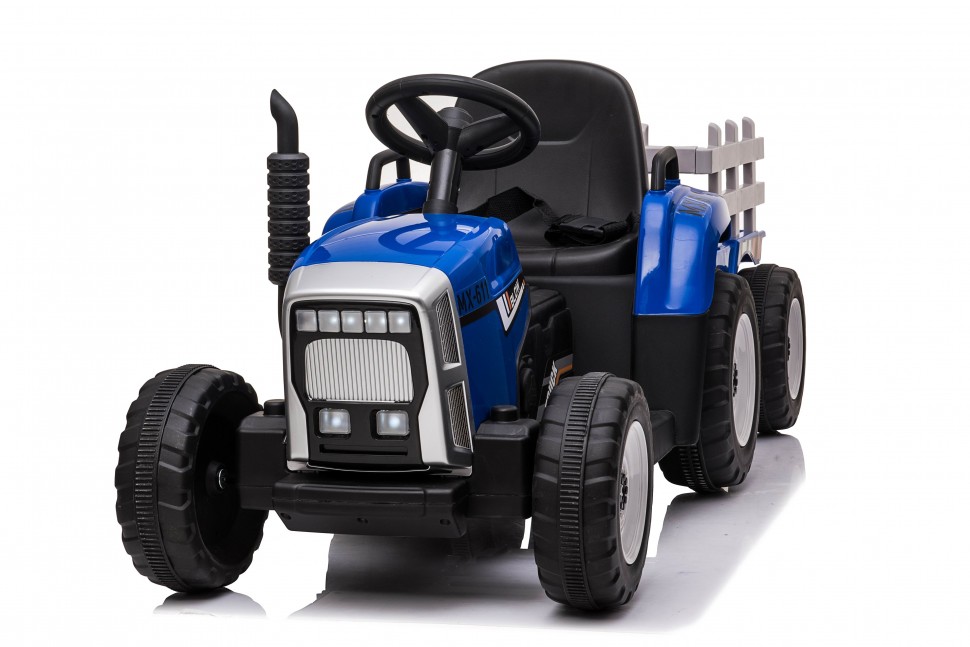 фото Детский электромобиль xmx трактор с прицепом (синий, eva, пульт, 12v) - xmx611-blue