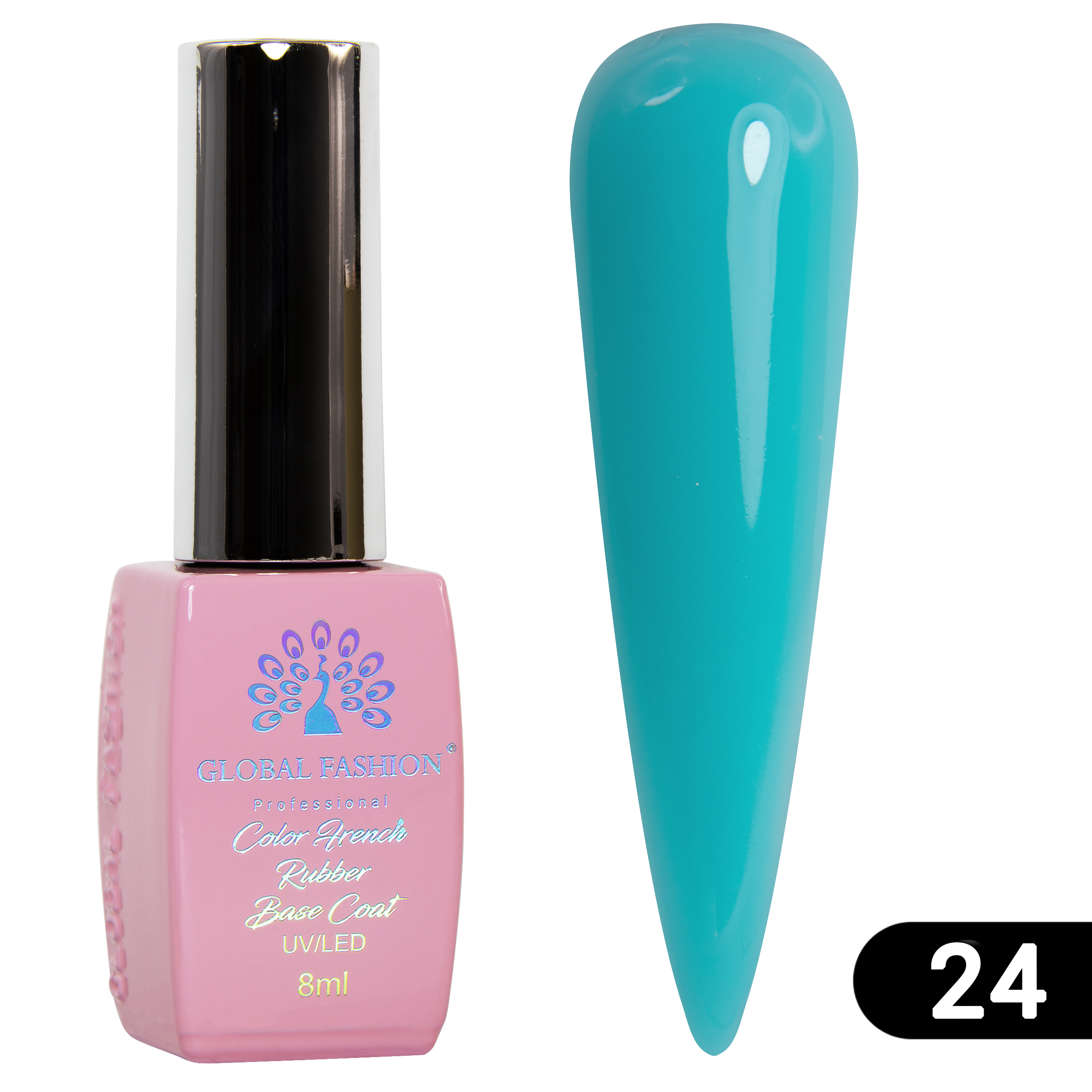 Цветная френч база для гель лака Global Fashion, Color French Base Coat 8 мл, 24