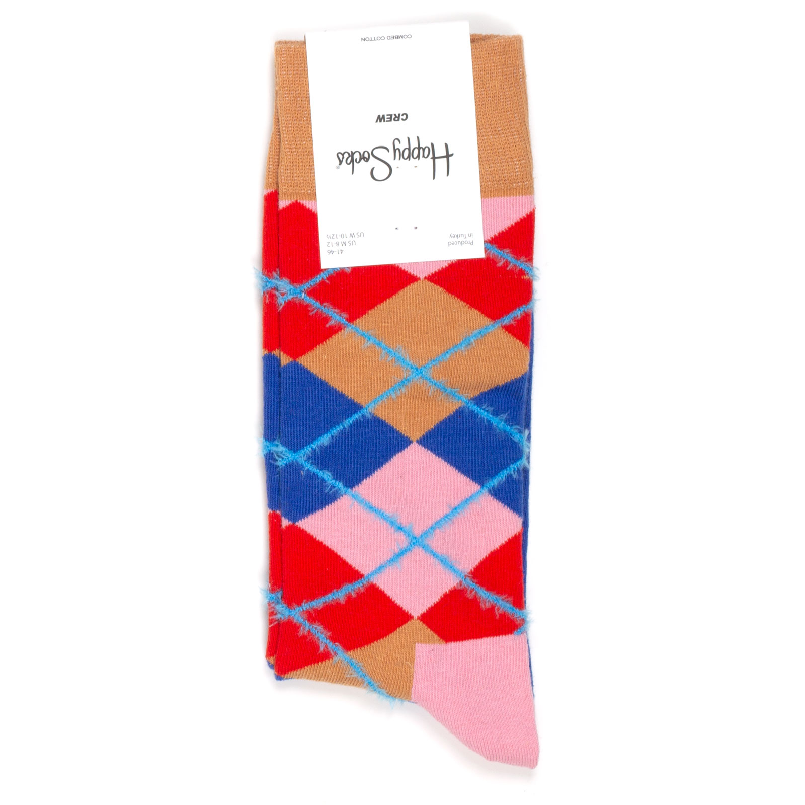 Носки унисекс Happy Socks Happy-Socks-Argyle-Fluffy розовый/синий/коричневый 36-40 розовый,  синий,  коричневый