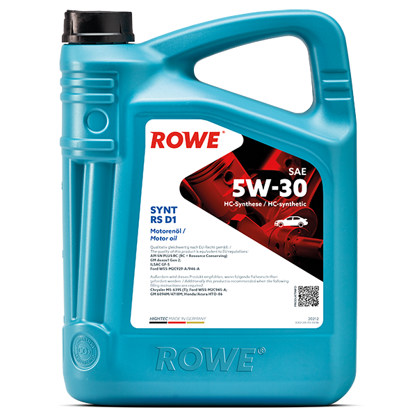 фото Моторное масло rowe hightec synt rs d1 5w30 5 л