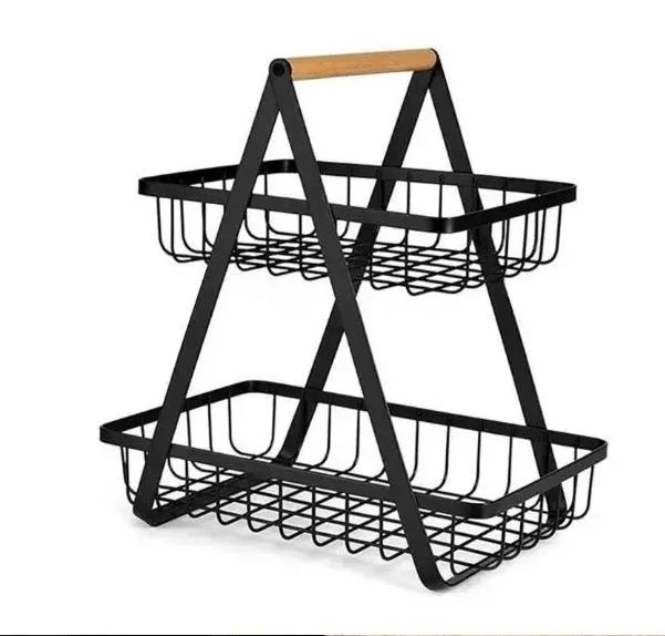 Фруктовница home storage rack / двухъярусная корзина для фруктов и овощей в стиле лофт