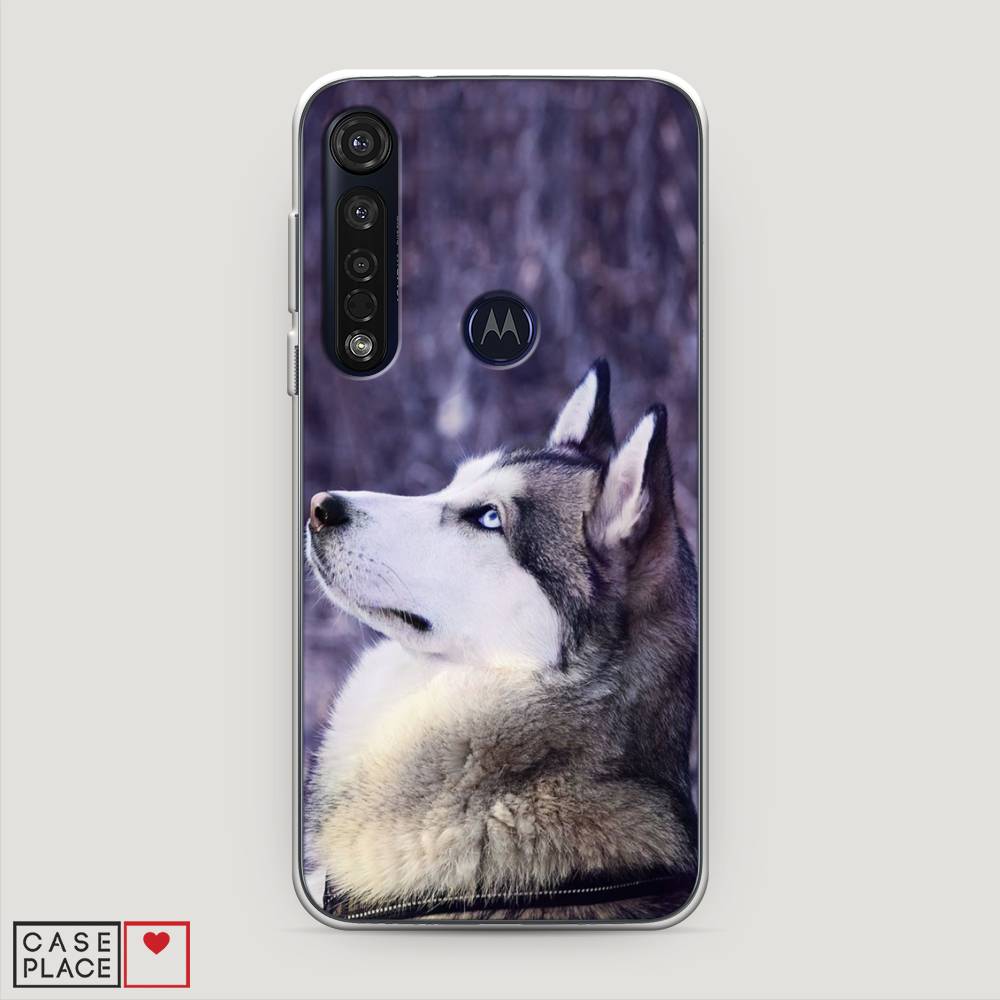 

Чехол на Motorola Moto G8 Plus "Хаски 1", Фиолетовый;белый, 241450-1
