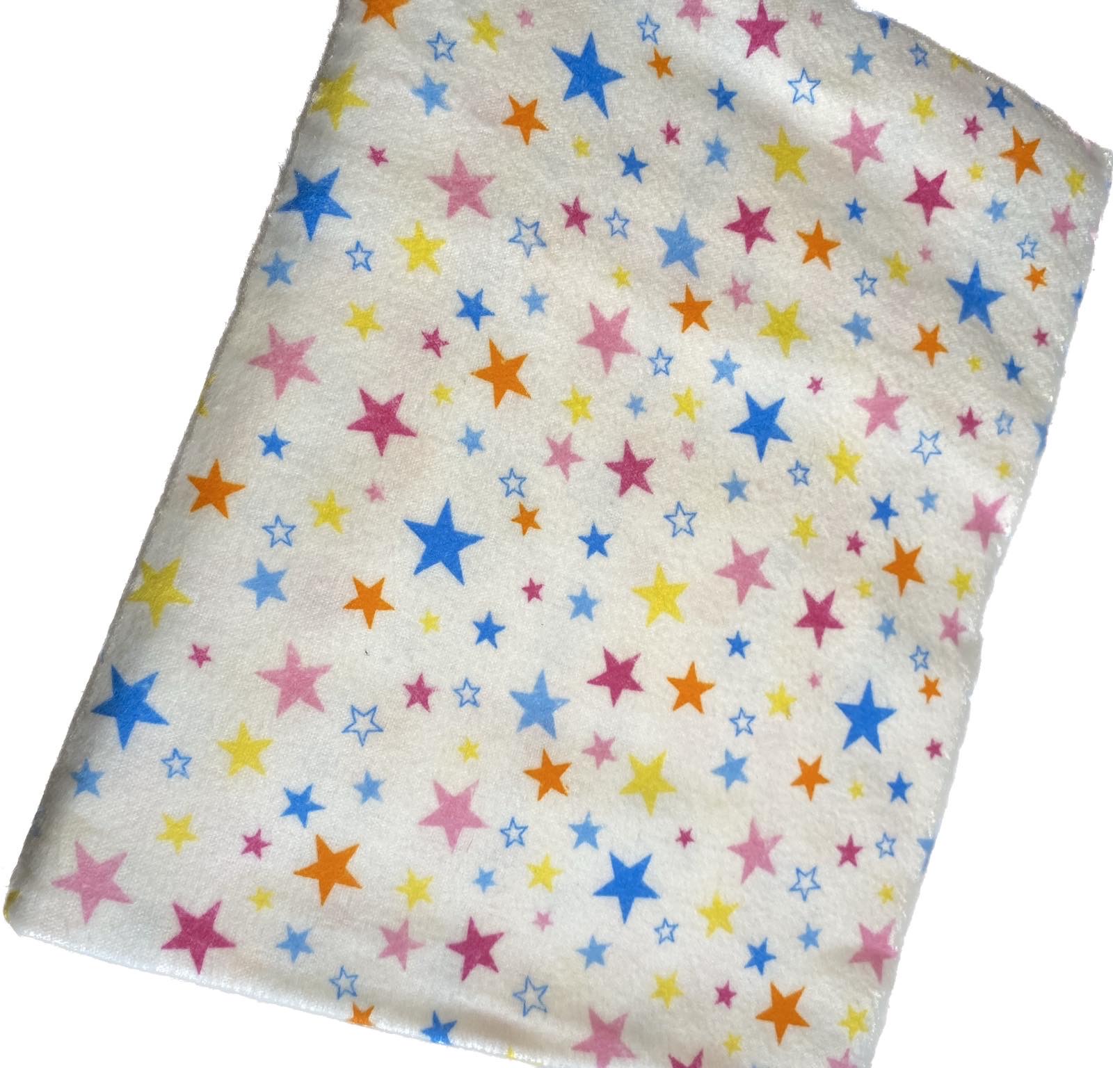 

Многоразовая пеленка ХлопокЛен фланель 90*120 см белая с рисунком звездочки, П1, пеленка