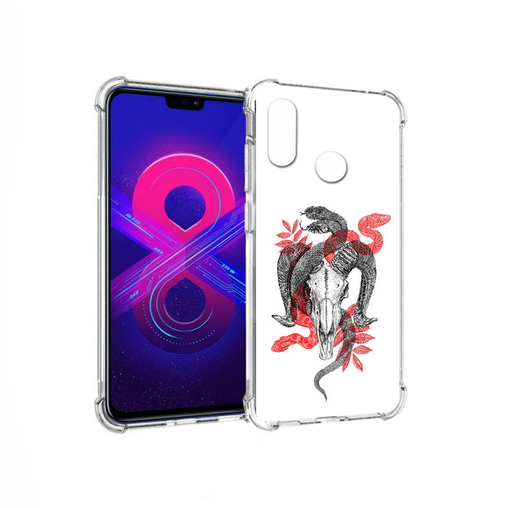 

Чехол MyPads Tocco для Honor 8X Max змея в черепе рисунок (PT118941.31.365), Прозрачный, Tocco