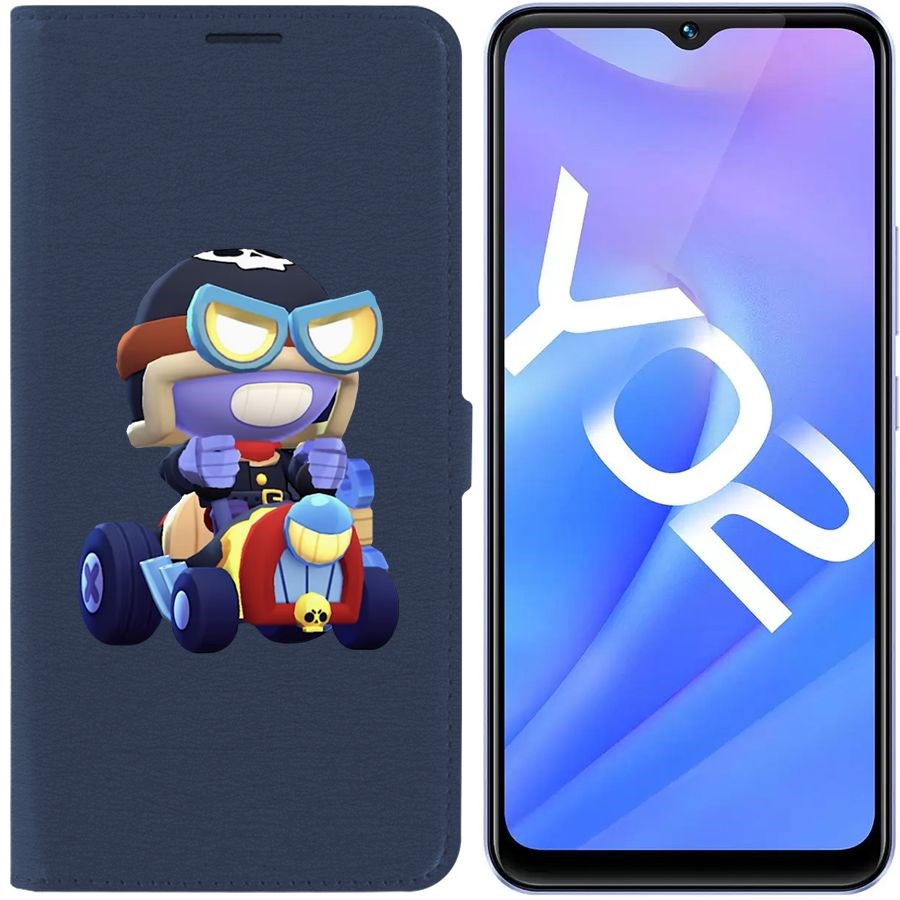 

Чехол-книжка Eco Book для Vivo Y02 Brawl Stars-Безумный Карл